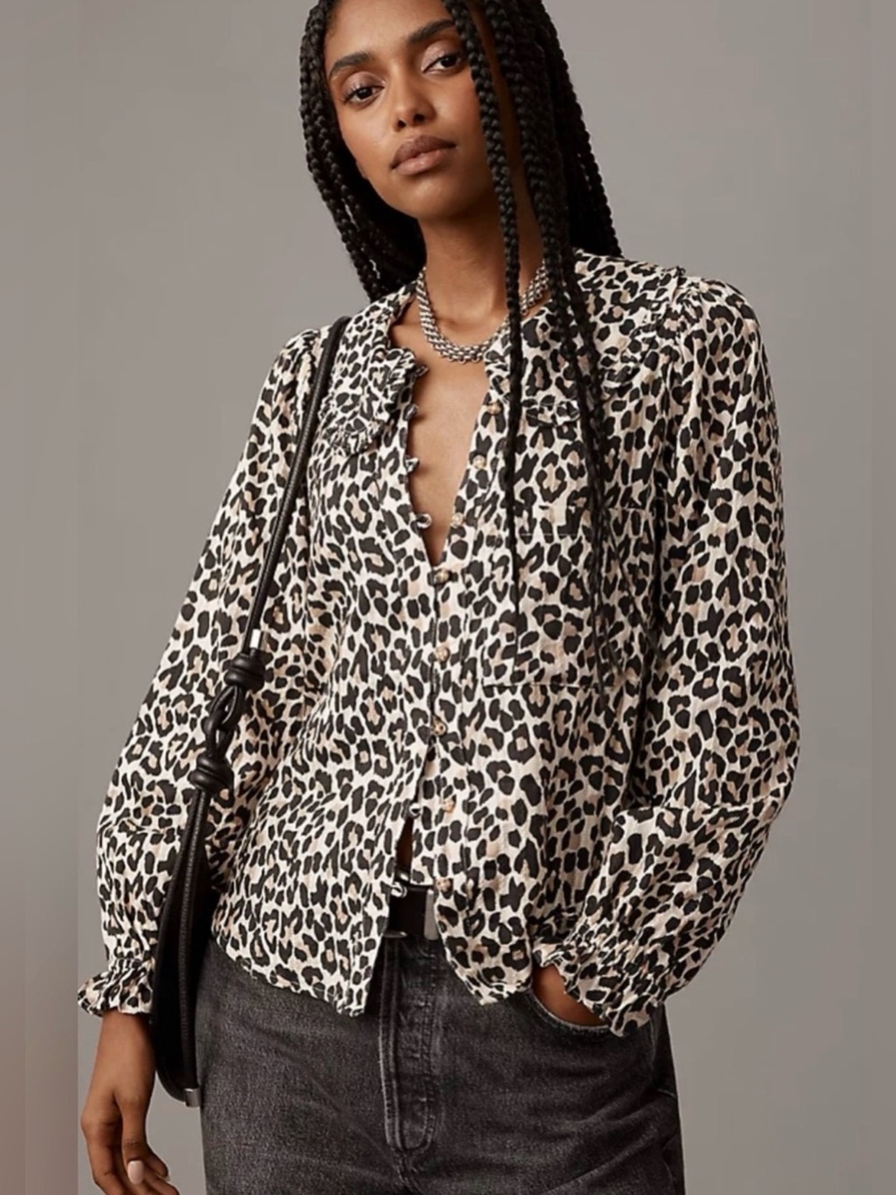 PILCRO x Anthropologie cotton animal print blouse small
